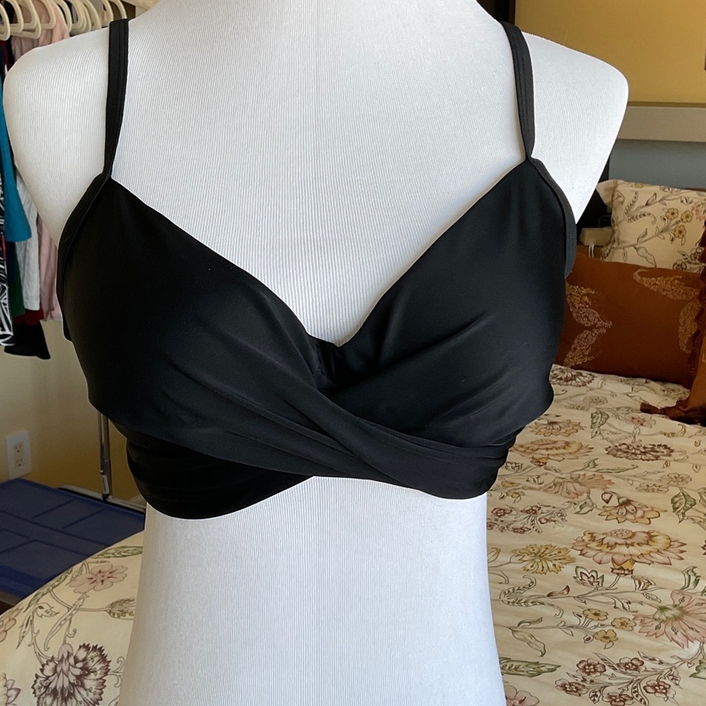 Wrap style black bikini top